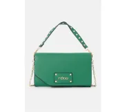 nobo zielona kopertówka z nitami na łańcuszku