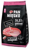 Hipoalergiczna karma dla małych szczeniąt Pan Mięsko Cielę + Przepiórka 3kg
