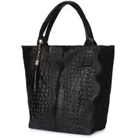 Torebka damska skórzana duża shopperka worek A4 czarna Beltimore L94