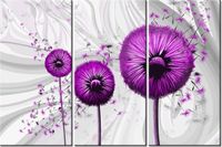 60 90CM OBRAZ 3 ELEM FIOLETOWE DMUCHAWCE 3 DRUK PŁÓTNO RAMA