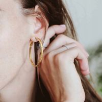 Złote Kolczyki Koła 585 36mm 14k Grecki Wzorem Kolczyki Damskie Prezent