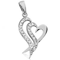 SREBRNY WISIOREK PODWÓJNE SERDUSZKO Z CYRKONIAMI SREBRO PRÓBY 925