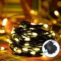 Lampki choinkowe 100 LED 10 m na 3 baterie AA zimne światło do dekoracji