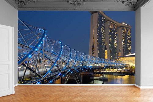 Fototapeta WIDOK NOWOCZESNY MOST MIASTO NOCĄ 3D na Arena.pl