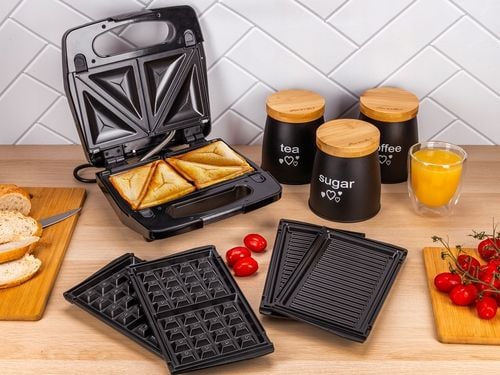 OPIEKACZ DO KANAPEK SANDWICH GRILL ELEKTRYCZNY GOFROWNICA 3-w-1 na Arena.pl