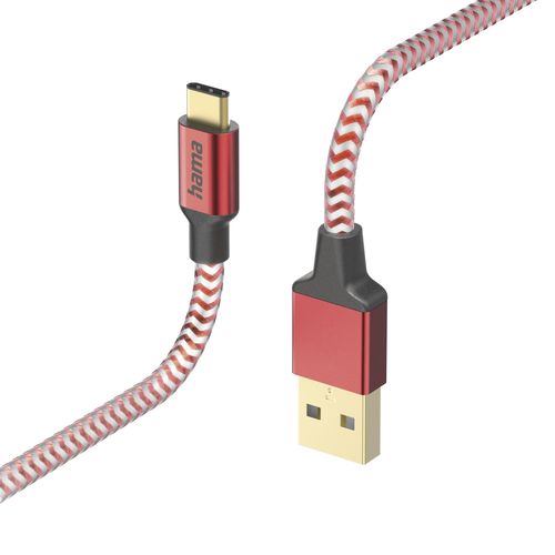 Kabel USB HAMA Ładujący/Data Reflected USB-C USB-A 1.5m Czerwony 201559 na Arena.pl
