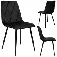 Krzesło Nowoczesne Skandynawskie Loft Pikowane Welurowe Velvet Czarne