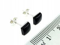 kolczyki kwadratowe czarny onyks srebrne pr. 925