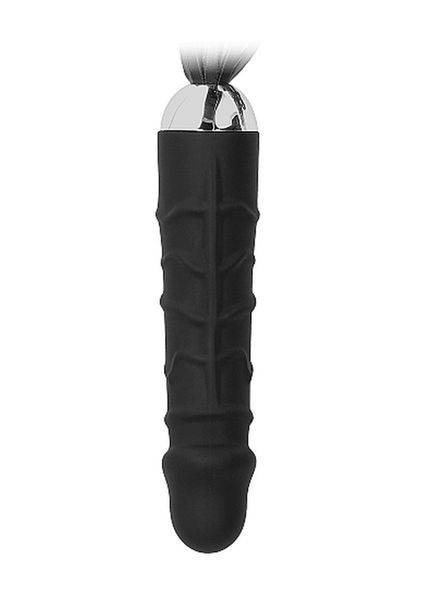 Black Whip With Realistic Silicone Dildo - Black zdjęcie 3
