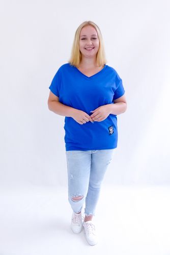 Chabrowa Basicowa Koszulka w Szpic z Krótkim Rękawem UNI na Arena.pl