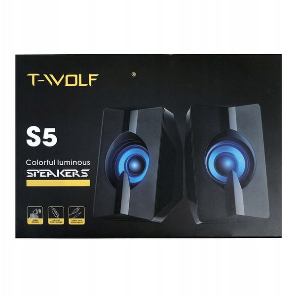 GŁOŚNIKI KOMPUTEROWE LED LAPTOP PC USB T-WOLF S5 zdjęcie 14