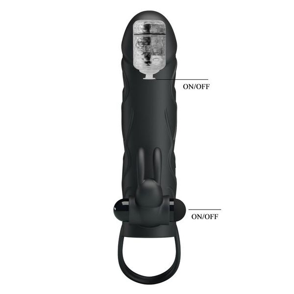 PRETTY LOVE - PENIS SLEEVE WITH BALL STRAP vibration BLACK zdjęcie 7