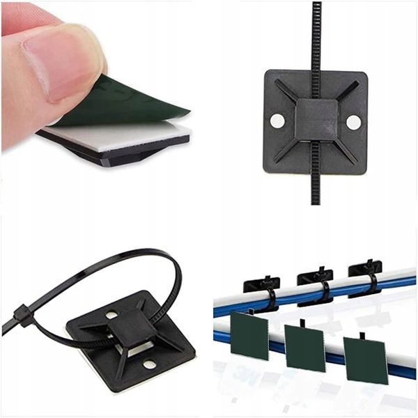 ZESTAW ORGANIZER NA KABLE KABLI KLIPS UCHWYT OPLOT OPASKA KABLOWA Z zdjęcie 3