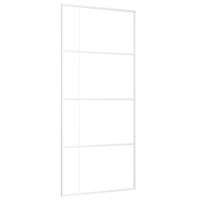 Drzwi przesuwne, szkło ESG i aluminium, 90x205 cm, białe