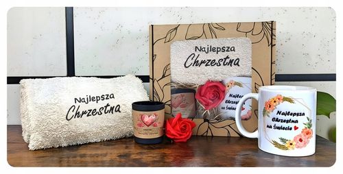 PODZIĘKOWANIE Dla Matki Chrzestnej PIERWSZA KOMUNIA - Ręcznik Kubek Prezent na Arena.pl