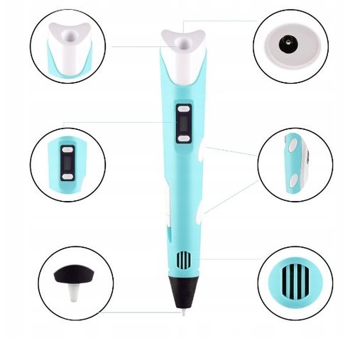 DŁUGOPIS 3D NIEBIESKI DRUKARKA 3D PEN DZIECI + WKŁAD 110m + MATA + SZABLONY na Arena.pl