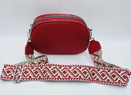 Eric Style torebka listonoszka skóra ekologiczna pasek BOHO czerwony H0113 na Arena.pl