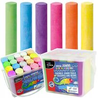 KREDA CHODNIKOWA KOLOROWA GRUBA + NEON 20szt JUMBO KIDEA W WIADERKU