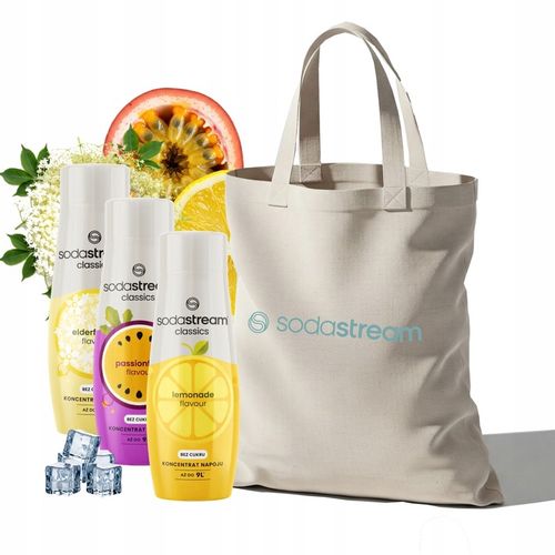 Zestaw Syrop SodaStream Lemoniada, Marakuja, Kwiat bzu 3x440ml + Torba na Arena.pl