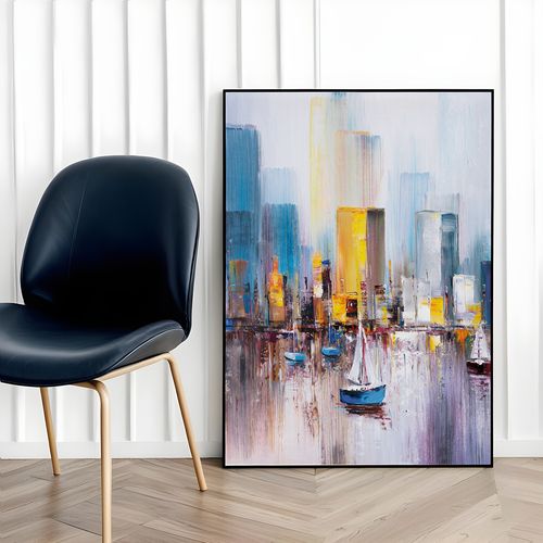 Plakat obraz żaglówka jacht abstrakcja 21x30 cm w czarnej ramie na Arena.pl