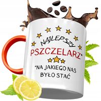 Kubek Pomarańczowy Dla Pszczelarza Prezent Z Nadrukiem Ze Zdjęciem