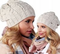 POLSKA Czapka DAMSKA DZIANA smerfetka KOLORY - A4