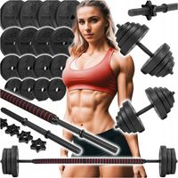 SZTANGA SKRĘCANA 2W1 DO TRENINGU ZESTAW OBCIĄŻENIA Z HANTLAMI GRYFEM 40KG