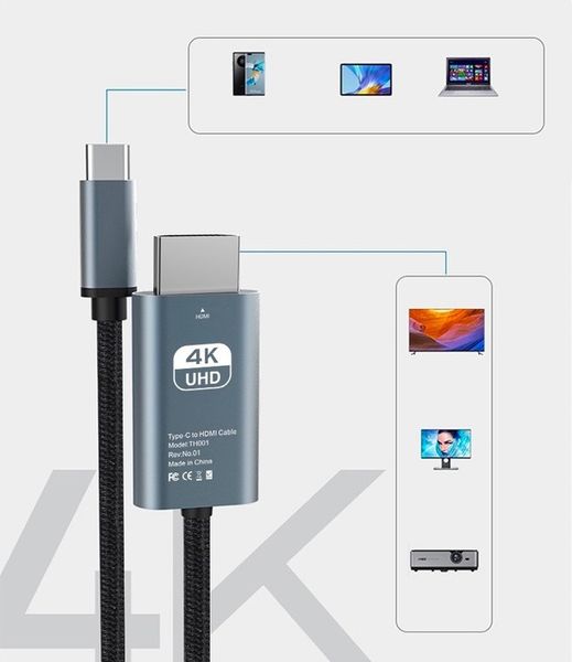 KABEL ADAPTER USB-C 3.1 TYP C DO HDMI 4K MHL 2m zdjęcie 7