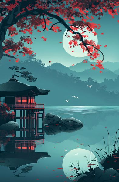 Plakat 53x81cm Japoński Pawilon zdjęcie 1