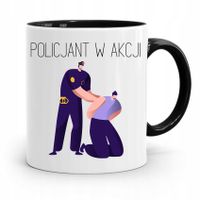 Kubek Czarny Dla Policjanta Policjantki W Akcji Z Nadrukiem Ze Zdjęciem