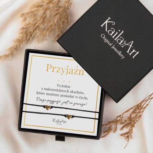 BRANSOLETKI BFF DLA 2 PRZYJACIÓŁEK ZŁOTE SERCE REGULOWANE STAL CHIRURGICZNA na Arena.pl