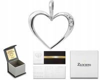 ZŁOTA ZAWIESZKA Z BRYLANTAMI SERCE BIAŁE ZŁOTO 585