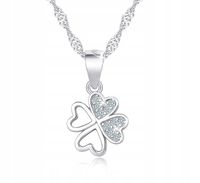 Naszyjnik srebrny 925 rodowany serca koniczyna łańcuszek damski z