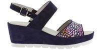 Gabor Sandały damskie - Koturn, skóra naturalna - rozmiar 40 - Granatowe