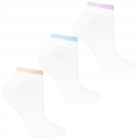 Skarpetki Damskie Stopki Bawełniane Białe 3PAK Kolorowe Wstawki MORAJ 38-41