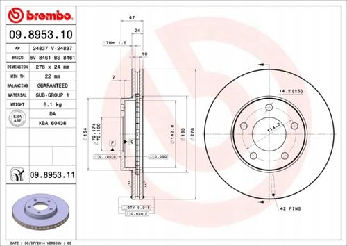 TARCZA HAM PRZOD 278X24 V BREMBO na Arena.pl