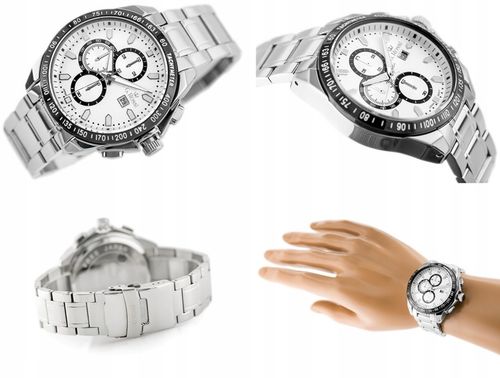 ZEGAREK MĘSKI G. ROSSI VIPER +BOX +GRAWER datownik bransoleta srebrny na Arena.pl