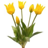 TULIPAN sztuczny TULIPANY SILIKONOWE BUKIET 5 sztuk ŻÓŁTE