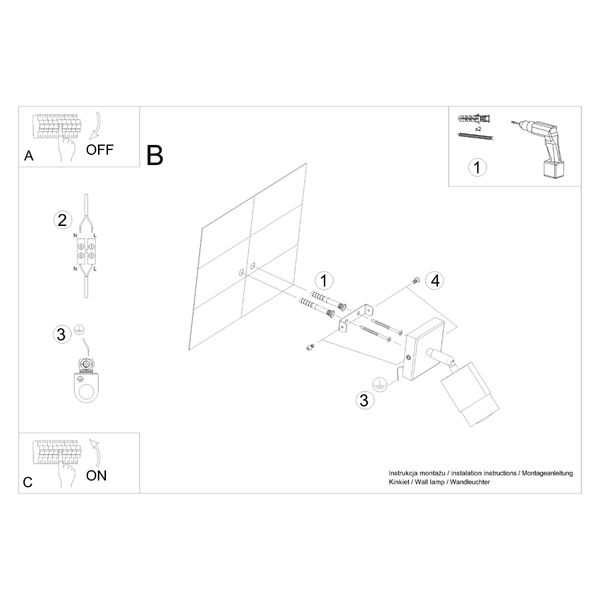 Kinkiet NERO czarny/złoty zdjęcie 5
