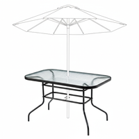 Duży szklany stół ogrodowy taras balkon 120x70 transparentny otwór parasol