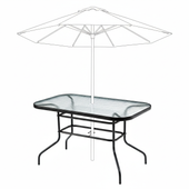 Duży szklany stół ogrodowy taras balkon 120x70 transparentny otwór parasol