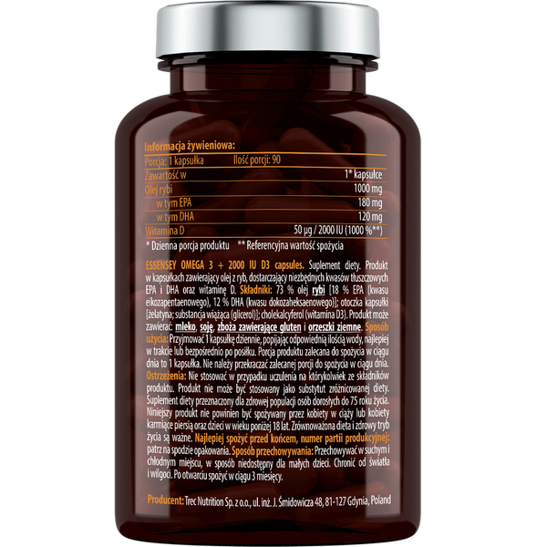 Essensey - Omega 3 + 2000 IU D3 - 90 kaps. zdjęcie 3