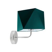 Chromowany kinkiet do sypialni z materiałowym kloszem TURYN