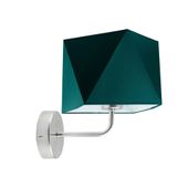 Chromowany kinkiet do sypialni z materiałowym kloszem TURYN