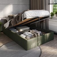ŁÓŻKO 120x200 TAPICEROWANE Z POJEMNIKIEM + STELAŻ METALOWY PODNOSZONY