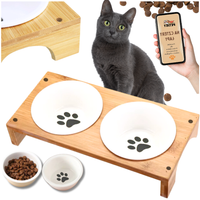 miska dla kota psa podwójna zestaw bambus miseczki ceramiczne białe komplet