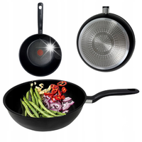 TEFAL WOK GŁĘBOKA PATELNIA DO SMAŻENIA 26 CM INDUKCJA 2x TITANIUM NON-STICK
