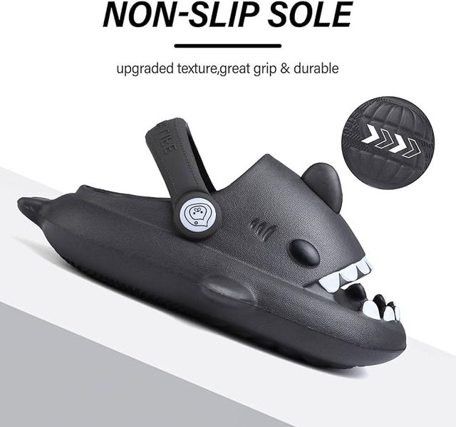 Klapki Dziecięce Rekin Antypoślizgowe Ciemnoszare Kapcie Rozmiar 30 31 EU zdjęcie 4