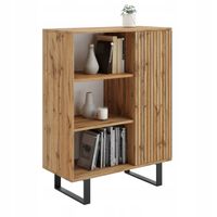 Regał szafka Fondi dąb craft złoty - czarny, dekor lamele