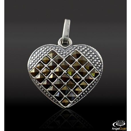 SREBRNY WISIOREK SERDUSZKO Z MARKAZYTAMI PRÓBA SREBRA 925 zdjęcie 3